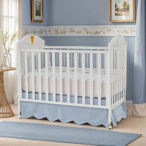 Crib Skirt -Scallop Edge Mist Blue