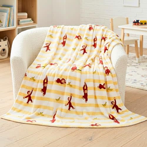Franco Curious George Monkey Kids Throw Blanket, 46 in x 60 in, Soft Cozy Decorative Blanket for Couch, Bed, or Travel (Officially Licensed Product)