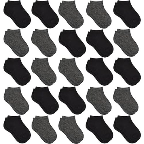 Kids Socks - 25 Pairs Toddler Ankle Socks Set, Low Cut for Boys & Girls (0-14 Years Old)