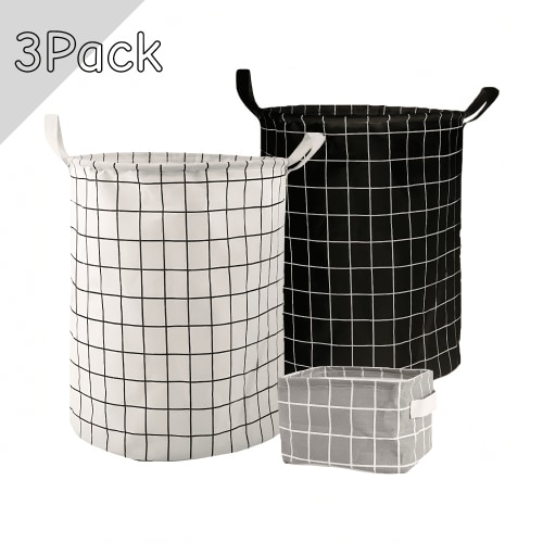 3 Pack Baby Laundry Hamper with Handles,kids laundry Basket,Canvas Storage Basket,Collapsible Storage Bin for Bedroom,Clothes Organizer Basket,Nersury Hamper,Toy Storage