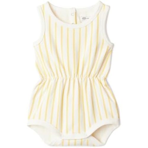 Amazon Essentials x Sofia Grainge Baby Girls' Lightweight French Terry Sleeveless Shorts Romper