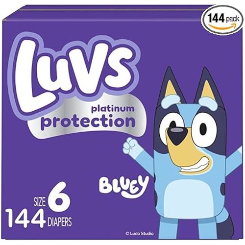 Luvs Diapers - Size 6, 144 Count, Bluey Platinum Protection Baby Diaper