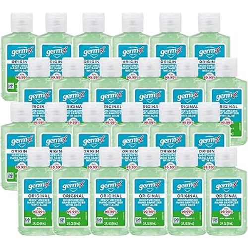 Germ-X Original Hand Sanitizer, Kids Hand Sanitizer, Non-Drying Moisturizing Gel with Aloe, Instant and No Rinse Formula, Bulk Mini Travel Size for On-The-Go, 2 Fl Oz (Pack of 24)