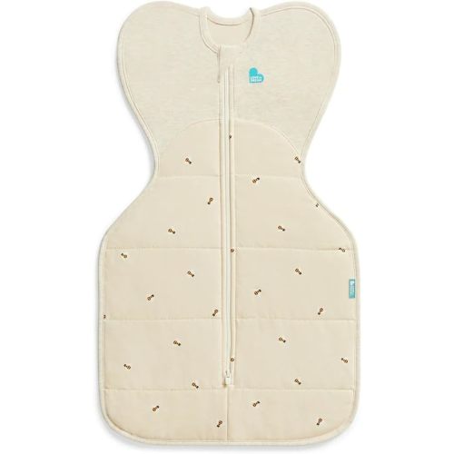 Love to Dream Swaddle UP Warm, 2.5 TOG, Dramatically Better Sleep, Allow Baby to Sleep in Preferred Arms Up Position for Self-Soothing, Snug Fit Calms Startle Reflex, 5-8.5lbs, Oatmeal Bees
