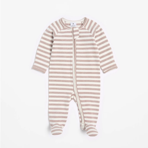 Baby Organic Cotton Print Zip Coverall - Brown Stripe | Target Australia