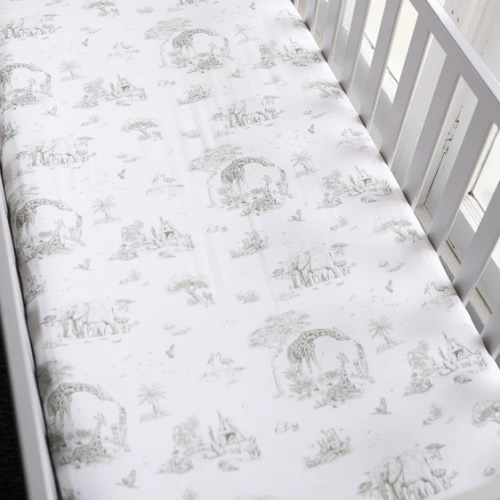 Safari Toile Fitted Crib Sheet