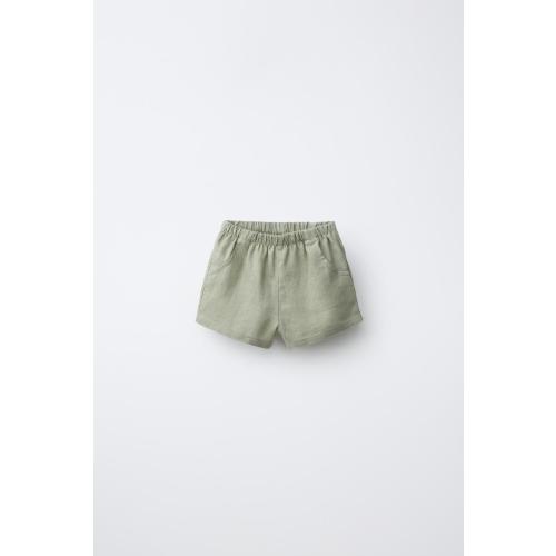 100% LINEN SHORTS - Khaki | ZARA United States