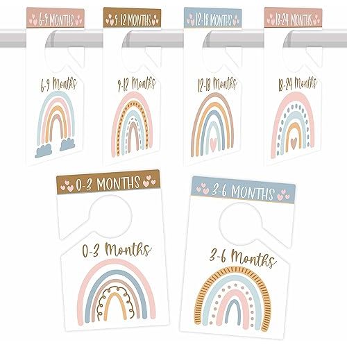 Hadley Designs 6 Baby Closet Size Dividers Baby Girl-Boho Baby Closet Dividers by Month, Baby Closet Organizer for Nursery Organization, Baby Essentials for Newborn Baby Girl