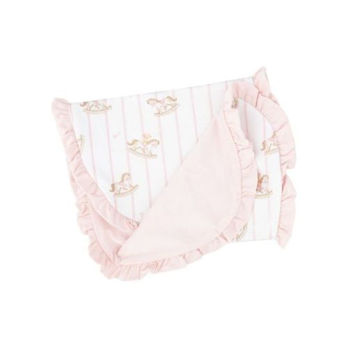 Vintage Rocking Horse - Pink Ruffle Burp Cloth