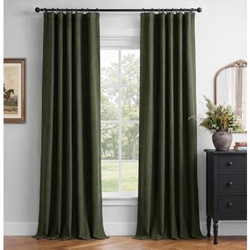 INOVADAY Green 100% Blackout Curtains 96 Inch Long for Bedroom Living Room