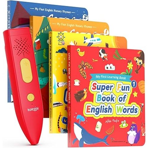 KOKODI Talking Pen Books Sets, Autism Sensory Games, Interactive Audio Sound Books Kids Learning Electronic Toys for Toddlers Kids, Early Educational Gifts Birthday Gifts for Boys Girls Age 2 3 4 5