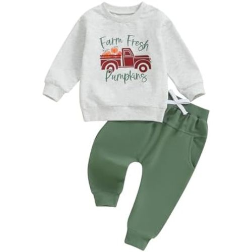 fhutpw Toddler Baby Boy Clothes Funny Letter Long Sleeve Sweatshirt Pullover Top Jogger Pants Fall Winter Outfits