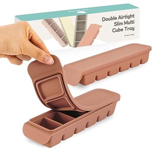 Silicone Freezer Trays with Lid, 1oz 6 Section - Leak Proof Silicone Freezer molds for Homemade Baby Food Breastmilk, Purees, Vegetables, Baby Food Jars Ice Tray with Lid BPA Free Indie Pink