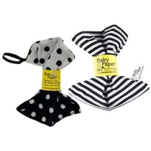 Original Baby Paper - Crinkle Teether and Sensory Toy for Babies and Infants | Black and White Stripes & Black and White Dots 2pk | Non-Toxic, Washable | Great for Baby Showers