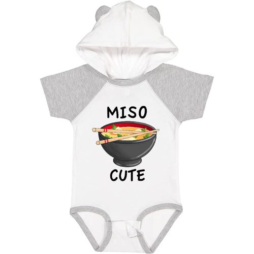 inktastic Miso Cute with Miso Soup Baby Bodysuit - 6 Months - White & Heather W/ Ears