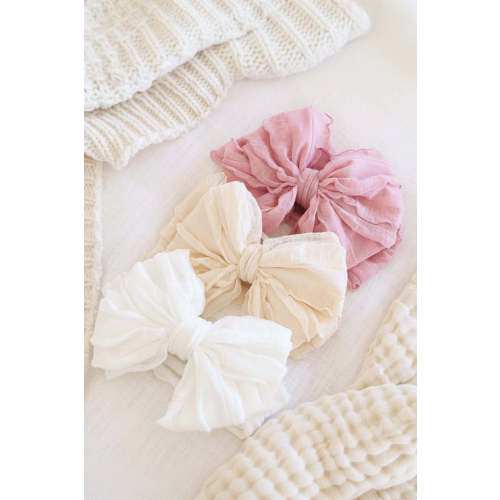 Large Ruffle Knit Bow | Sweet & Simple
