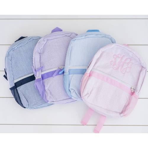 Monogram Seersucker Toddler Backpack: Personalized Design