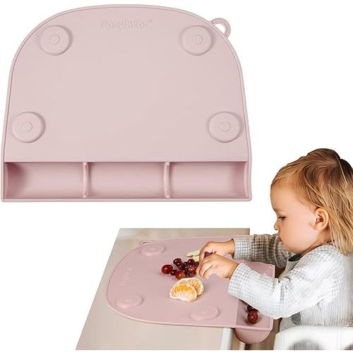 PandaEar Suction Silicone Placemat for Toddlers Kids| Food Grade Toddler Place Mat for Dining Table & Restaurants Baby Eating| Baby Placemat That Stick to Table with Food Catching Pockets