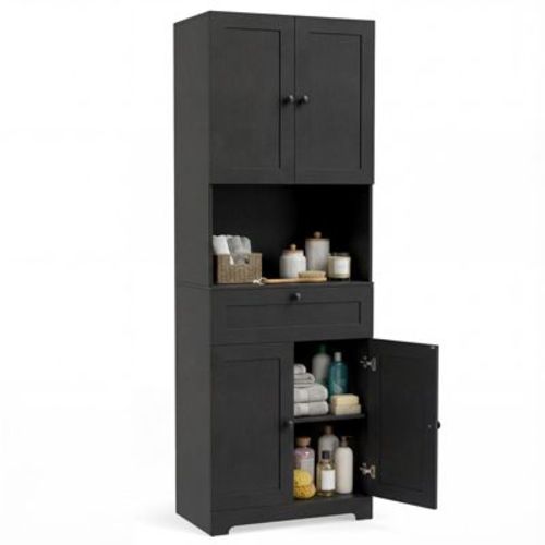 Costway 67.5'' Kitchen Pantry Cabinet w/4 Doors 1 Drawer Open Countertop Adjustable Shelf