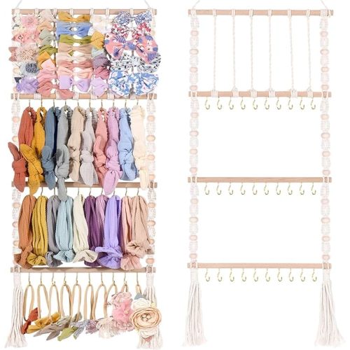 VISATOR Headband Holder Bows Organizer For Girls Holder Baby Headband Hair Accessories Organizer For Baby Bow Hanger Storage For Girls Hair Bows For Toddler Room Wall Decor (W1)