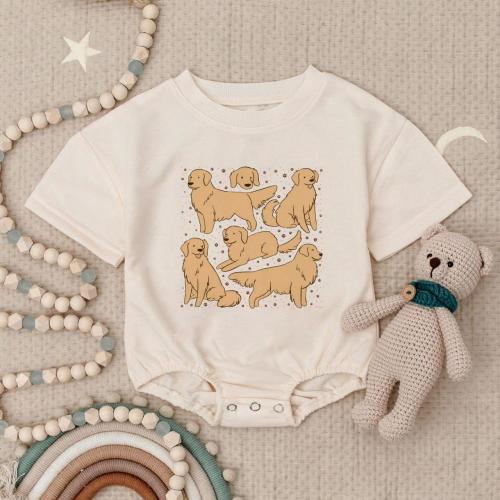 Golden Retriever Baby Romper Sweatshirt, Cute Dog Toddler Outfit, Animal Lover Baby Bodysuit, Unique Baby Shower Gift, Cozy Babywear Romper