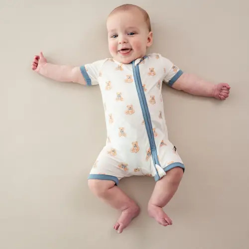 Zippered Shortall Romper in Teddy Bear 3-6 months