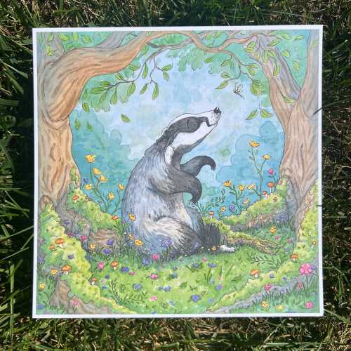 The Curious Badger 10x10 Print | Illustration Print