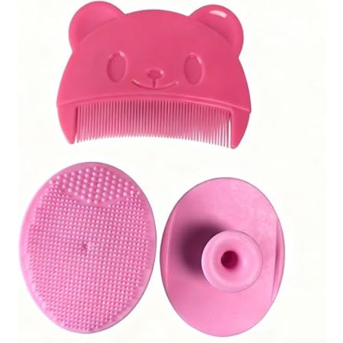 Cradle Cap Brush & Baby Hair Care Set,2 Soft Brushes +1 Comb for Newborns & Infants,Gentle Cradle CapTreatment & Scalp Massage,Pink