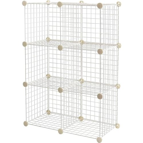 Amazon Basics Cube Wire Grid, 6-Cube, 12 x 12-Inches, White | Stackable, Storage Shelves