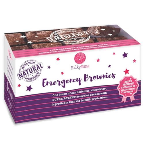 Milky Mama Lactation Brownies for Breastfeeding Moms – Fenugreek-Free, Dairy-Free Milk Supply Support Snack with Brewers Yeast & Flaxseed – Fresh-Baked Chocolate, 12 Individually Wrapped