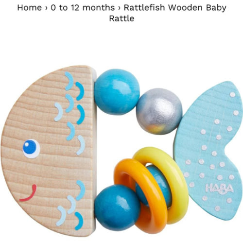 Rattlefish Wooden Clutching Toy Baby Rattle | HABA USA