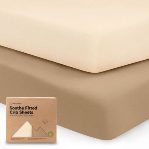 KeaBabies 2pk Soothe Fitted Crib Sheets Neutral, Organic Baby Crib Sheets, Fits 52x28 Standard Nursery Baby Mattress (Pecan)