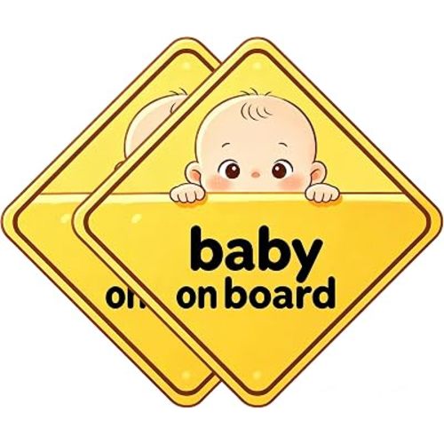 Baby on Board Signs for Car 2 PCS Yellow High Intensity