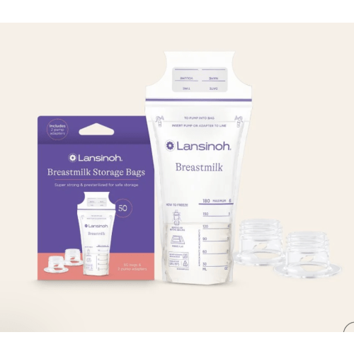 Breastmilk Storage Bags 6oz (50ct) with 2 Pump Adapters