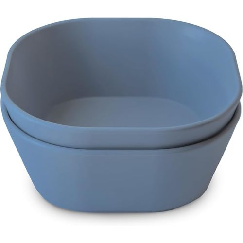 mushie Square Dinnerware Bowls for Kids | Made in Denmark, Set of 2 (Twilight Blue)