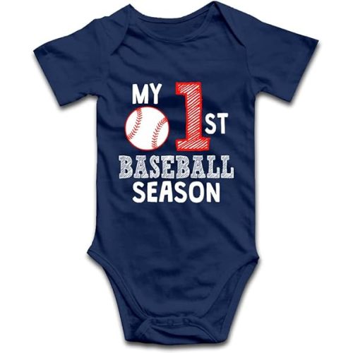 DOQOSESHY My First Baseball Season Boutique Baby Bodysuit Rompers Unisex Short Sleeve/Long Sleeve/Sleeveless