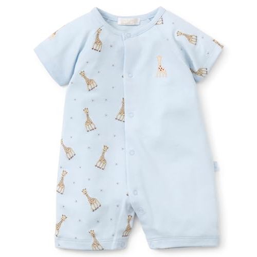 kissy kissy Baby Boys 100% Pima Cotton Sophie La Girafe Print Short Playsuit Romper, Newborn to 24 Months