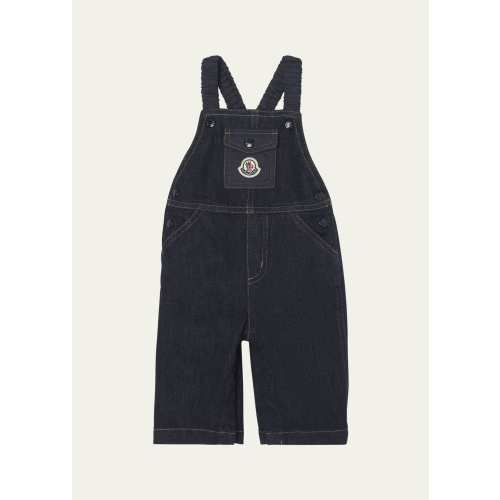 Boy's Logo Patch Denim Overalls, Size 9M-3