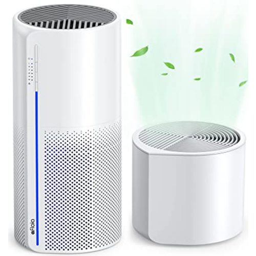 Afloia 2 in 1 Air Purifier with Humidifier, 3 Stage Filters for Home Allergies Pets Hair Smoker Odors, Evaporative Humidifier, Auto Shut Off, Quiet Air Cleaner with Seven Color Light,MIROPRO