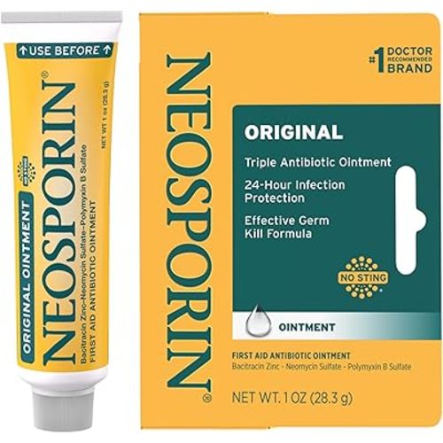 Neosporin Original First Aid Antibiotic Ointment for Wounds, Infection Protection Treatment, Germ-Killing Formula, Helps Minimize Appearance Of Scars for Minor Cuts, Scrapes, Burns, 1 Oz