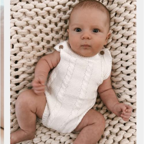 Luna + Luca Cable Knit Summer Romper - White