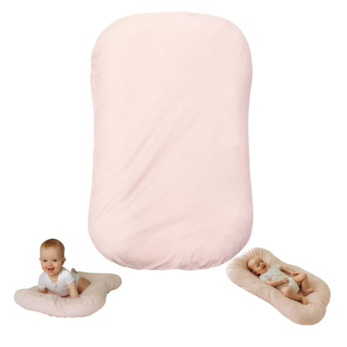 Aila + Aiden Baby Lounger | Organic Cotton Infant Lounger | Adjustable & Portable Floor Lounger | Soft, Breathable, Washable Cover - Snuggle Collection - (Pink)