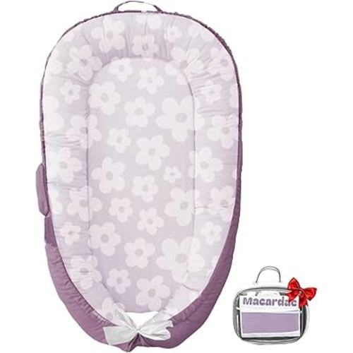 Baby Nest for Newborn – 100% Cotton, Safe, Breathable & Soft (0-24 Months), Portable Infant Pillow, Baby Pillow (Pink Flower)