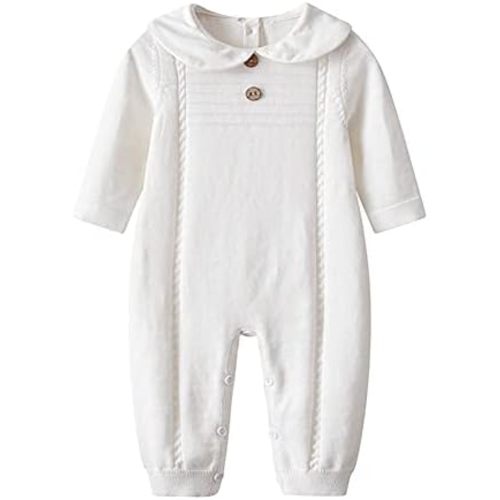 Baby Infant Boy Girl Peter Pan Collar Knit Sweater Romper Outfit Clothes One-Piece Coverall Baby Clothing Jumpsuit