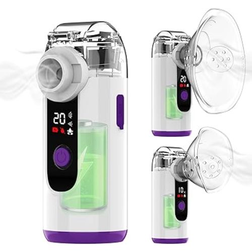 Hand-held Nebulizer for Respiratory System, Portable Nebulizer with Self-Clean Mode, Rechargeable Nebulizer for Home Office Travel