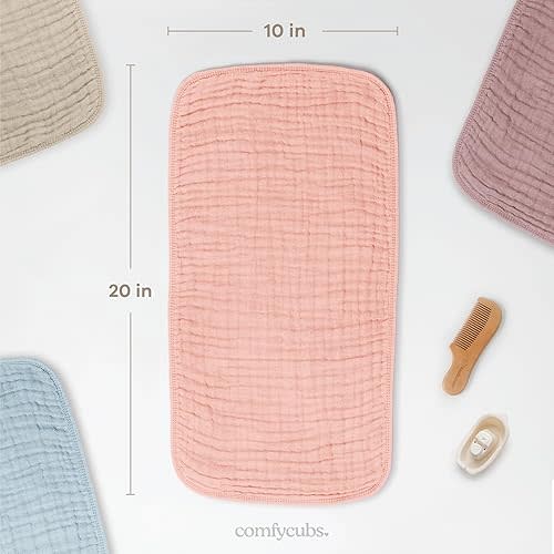 Comfy Cubs Muslin Burp Cloths 20" x 10", Pack of 10 - Lace Color
