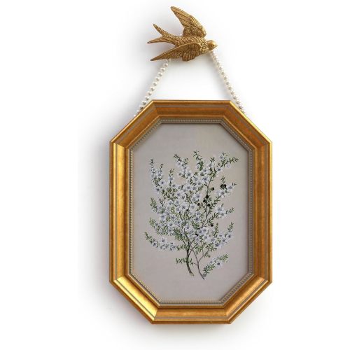 SoochART Gold Framed Canvas Wall Art Vintage Decor, Manuk Botanical Prints,8"x12" Picture Frame for Living Room Bathroom Kitchen Bedroom office