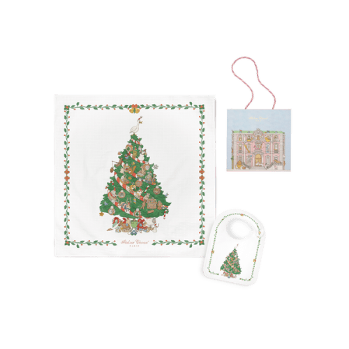 Carré & Satin Bib Set - Christmas