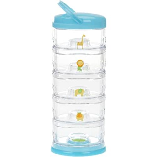 Innobaby Packin' Smart Stackable and Portable Storage System for Formula, Baby Snacks and More. 5 Stackable Cups in Blueberry Sorbet. BPA Free.