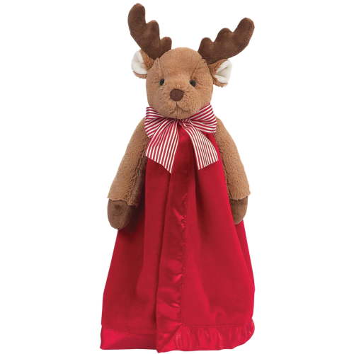 Bearington Baby Lil' Reindeer Snuggler, 15 Inch Christmas Plush Stuffed Animal Security Blanket Lovey for Babies, For Ages 0-3